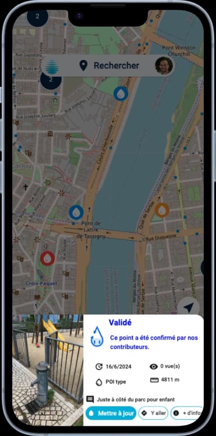 App Akualis - aperçu des détails d’une fontaine