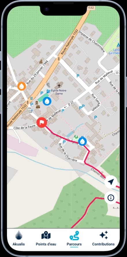 App Akualis - aperçu de l’import de fichier GPX